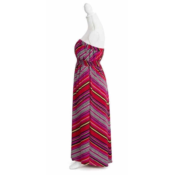She's Cool Women's Striped Multi Color Strapless Sheer Lined Maxi Dress XL - Picture 5 of 8